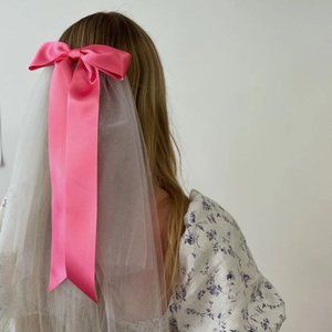 BARBIE PINK RIBBON BOW VEIL